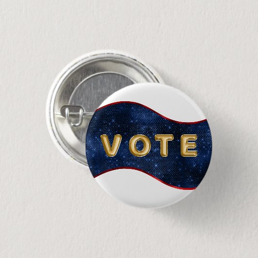 Patriotic Blue Wave Vote Ronde Button 3,2 Cm (Voorkant /achterkant)
