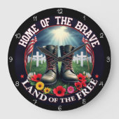 Patriotic Boots Memorial Day-klok Grote Klok (Voorkant)