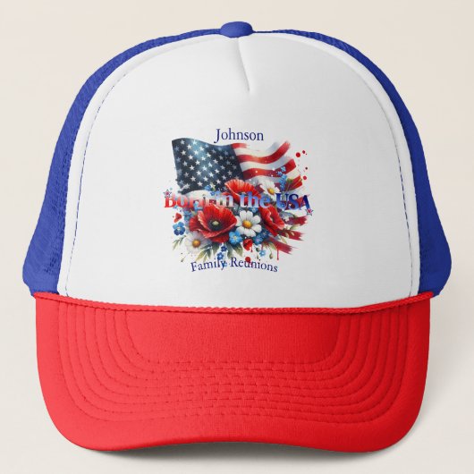Patriotic Born in the USA Personalizable Family Trucker Pet (Voorkant)