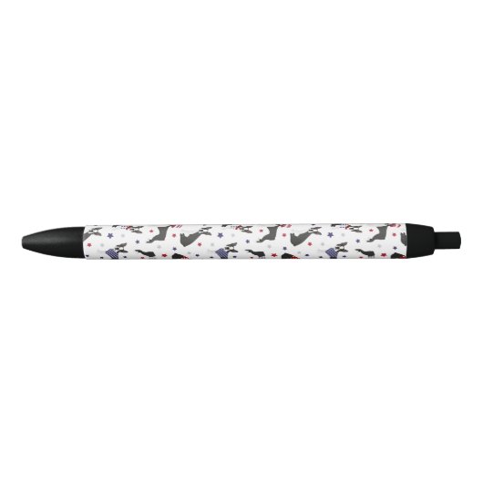 Patriotic Boston Terrier Dog Black Ink Pen (Voorkant)