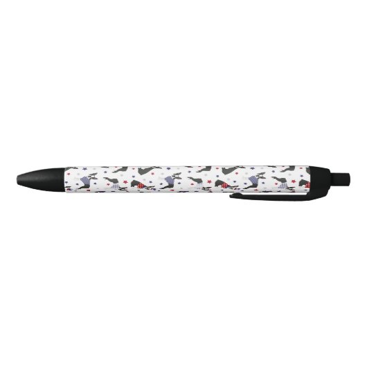 Patriotic Boston Terrier Dog Black Ink Pen (Bodem)