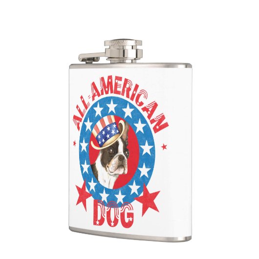 Patriotic Boston Terrier Heupfles (Links)
