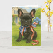Patriotic Boston Terrier Kaart (Gele Bloem)