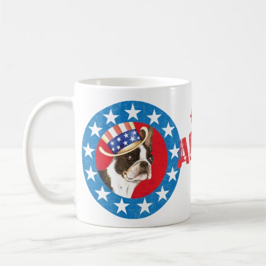 Patriotic Boston Terrier Koffiemok (Links)