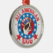 Patriotic Boston Terrier Metalen Ornament (Rechts)