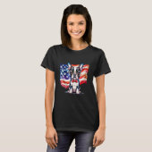 Patriotic Boston Terrier Puppy American Flag USA 1 T-shirt (Voorkant volledig)