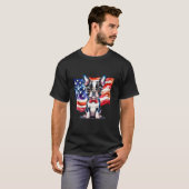 Patriotic Boston Terrier Puppy American Flag USA 1 T-shirt (Voorkant volledig)