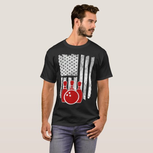Patriotic Bowling Player Bowler T-shirt (Voorkant volledig)