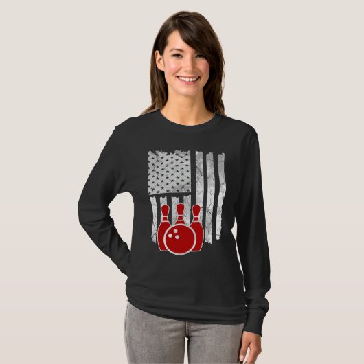 Patriotic Bowling Player Bowler T-shirt (Voorkant volledig)