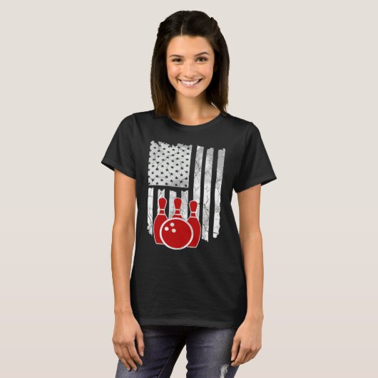 Patriotic Bowling Player Bowler T-shirt (Voorkant volledig)