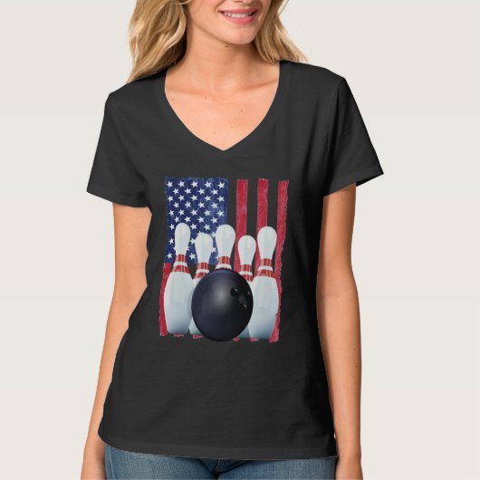 Patriotic Bowling Uniform Bowling Coach T-shirt (Voorkant)