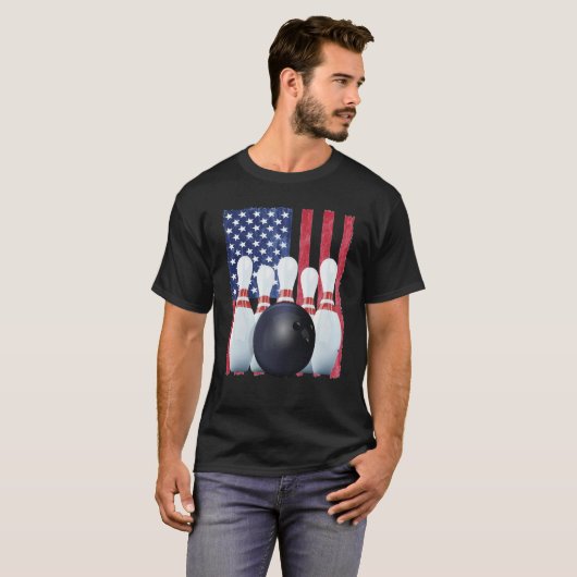 Patriotic Bowling Uniform Bowling Coach T-shirt (Voorkant volledig)