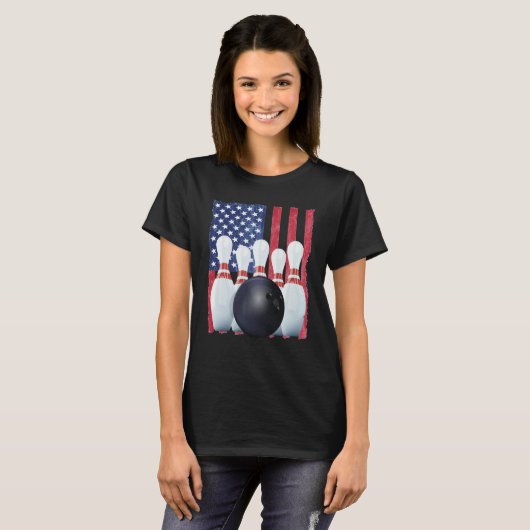 Patriotic Bowling Uniform Bowling Coach T-shirt (Voorkant volledig)