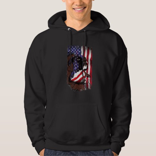 Patriotic Boxer American Flag Usa Dog Hoodie (Voorkant)