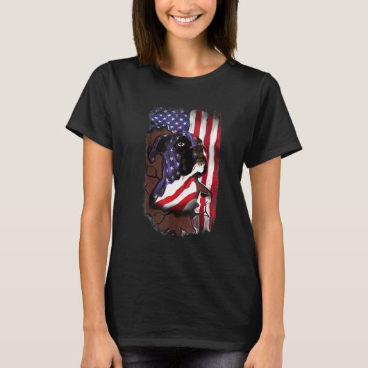Patriotic Boxer American Flag Usa Dog T-shirt (Voorkant)