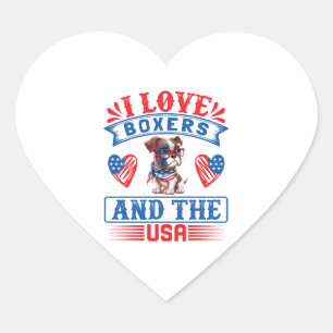 Patriotic Boxer Dog Hart Sticker