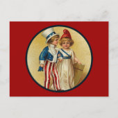 Patriotic_Boy en Girl_Postcard Briefkaart (Voorkant)