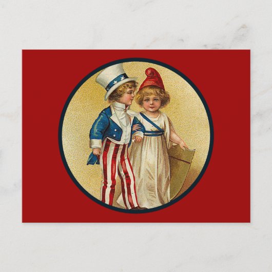 Patriotic_Boy en Girl_Postcard Briefkaart (Voorkant)