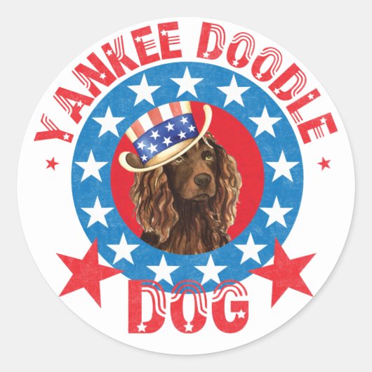 Patriotic Boykin Spaniel Ronde Sticker (Voorkant)