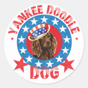 Patriotic Boykin Spaniel Ronde Sticker