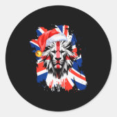 Patriotic British Christmas Uk English Flag Premiu Ronde Sticker (Voorkant)