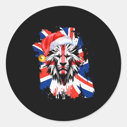 Patriotic British Christmas Uk English Flag Premiu Ronde Sticker (Voorkant)