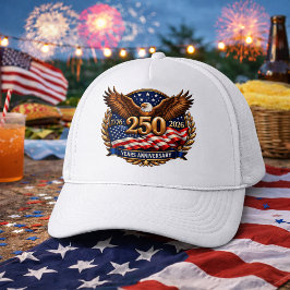 Patriotic Bronze 250th Anniversary Emblem Trucker Pet