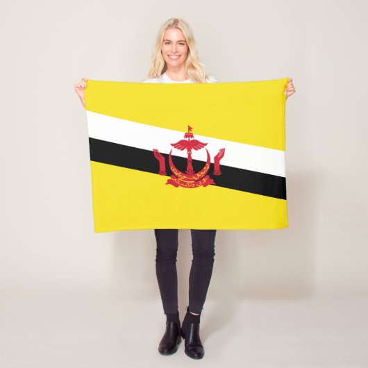 Patriotic Brunei Flag Fleece Blanket (In situ)