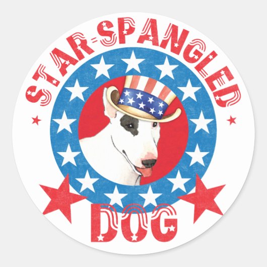 Patriotic Bull Terrier Ronde Sticker (Voorkant)