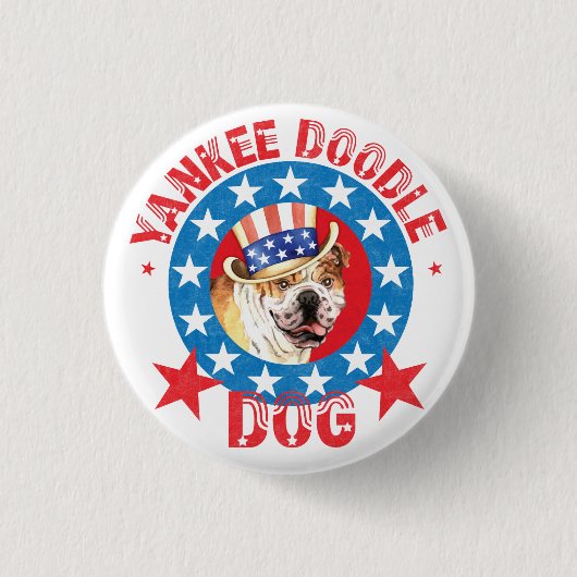 Patriotic Bulldog Ronde Button 3,2 Cm (Voorkant)