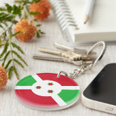 Patriotic Burundi Flag Sleutelhanger (Voorkant Rechts)