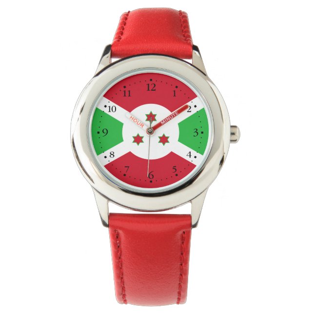 Patriotic Burundi Flag Watch Horloge (Voorkant)