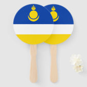 Patriotic Buryatia Flag Handwaaier (Voorkant en achterkant)