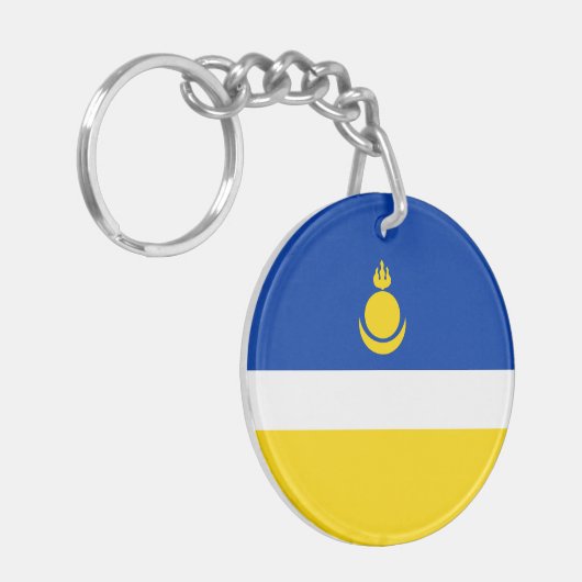 Patriotic Buryatia Flag Sleutelhanger (Voorkant Links)