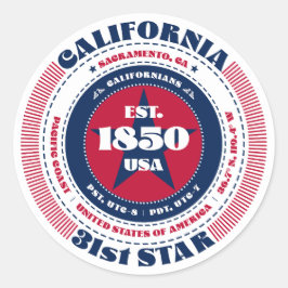 Patriotic California Circle Design Sticker