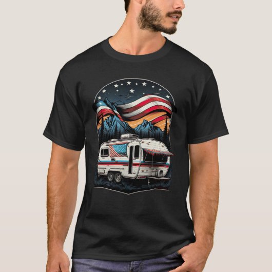 Patriotic Camping And Caravan Adventure USA  1 T-shirt (Voorkant)