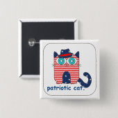 Patriotic Cat Button Pin (Voorkant /achterkant)