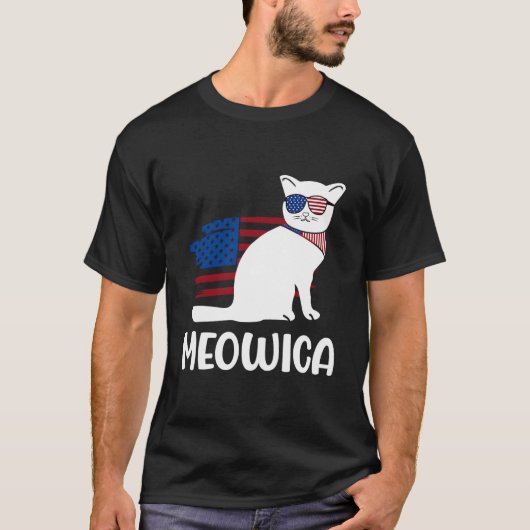 Patriotic Cat Meowica 4Th Of July Kitten T-shirt (Voorkant)