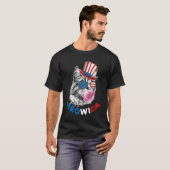 Patriotic Cat Meowica Bubblegum 4th of July  Cat T-shirt (Voorkant volledig)
