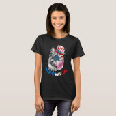 Patriotic Cat Meowica Bubblegum 4th of July  Cat T-shirt (Voorkant volledig)