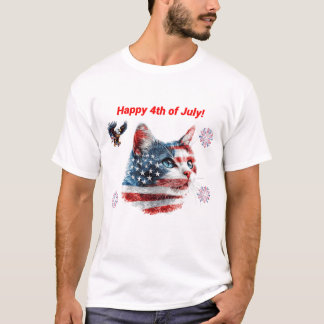 Patriotic Cat T-shirt, Amerikaans Kat T-shirt