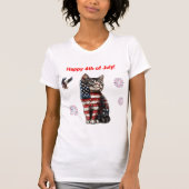 Patriotic Cat T-Shirt, Amerikaans T-shirt voor kit (Voorkant)