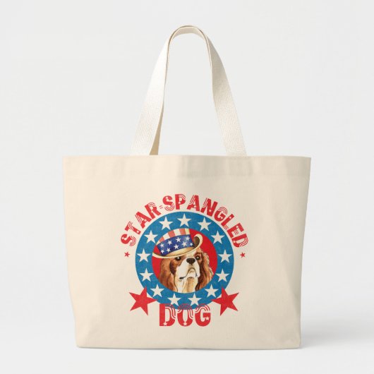 Patriotic Cavalier King Charles Spaniel Grote Tote Bag (Voorkant)