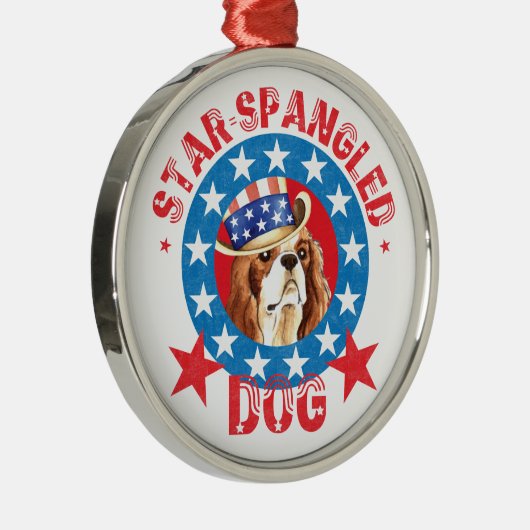 Patriotic Cavalier King Charles Spaniel Metalen Ornament (Rechts)