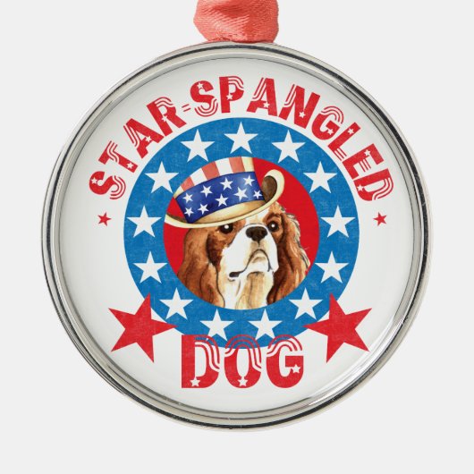 Patriotic Cavalier King Charles Spaniel Metalen Ornament (Voorkant)