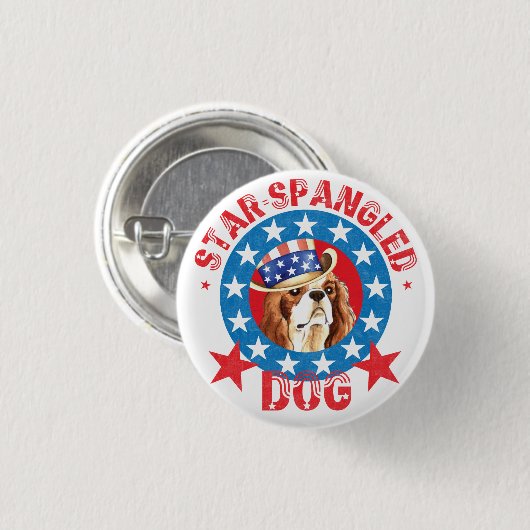 Patriotic Cavalier King Charles Spaniel Ronde Button 3,2 Cm (Voorkant /achterkant)