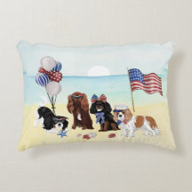 Patriotic Cavalier King Charles Spaniels Beach 