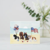 Patriotic Cavalier King Charles Spaniels Beach Briefkaart (Staand voorkant)