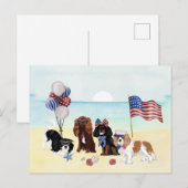 Patriotic Cavalier King Charles Spaniels Beach Briefkaart (Voorkant / Achterkant)