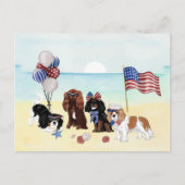 Patriotic Cavalier King Charles Spaniels Beach Briefkaart (Voorkant)